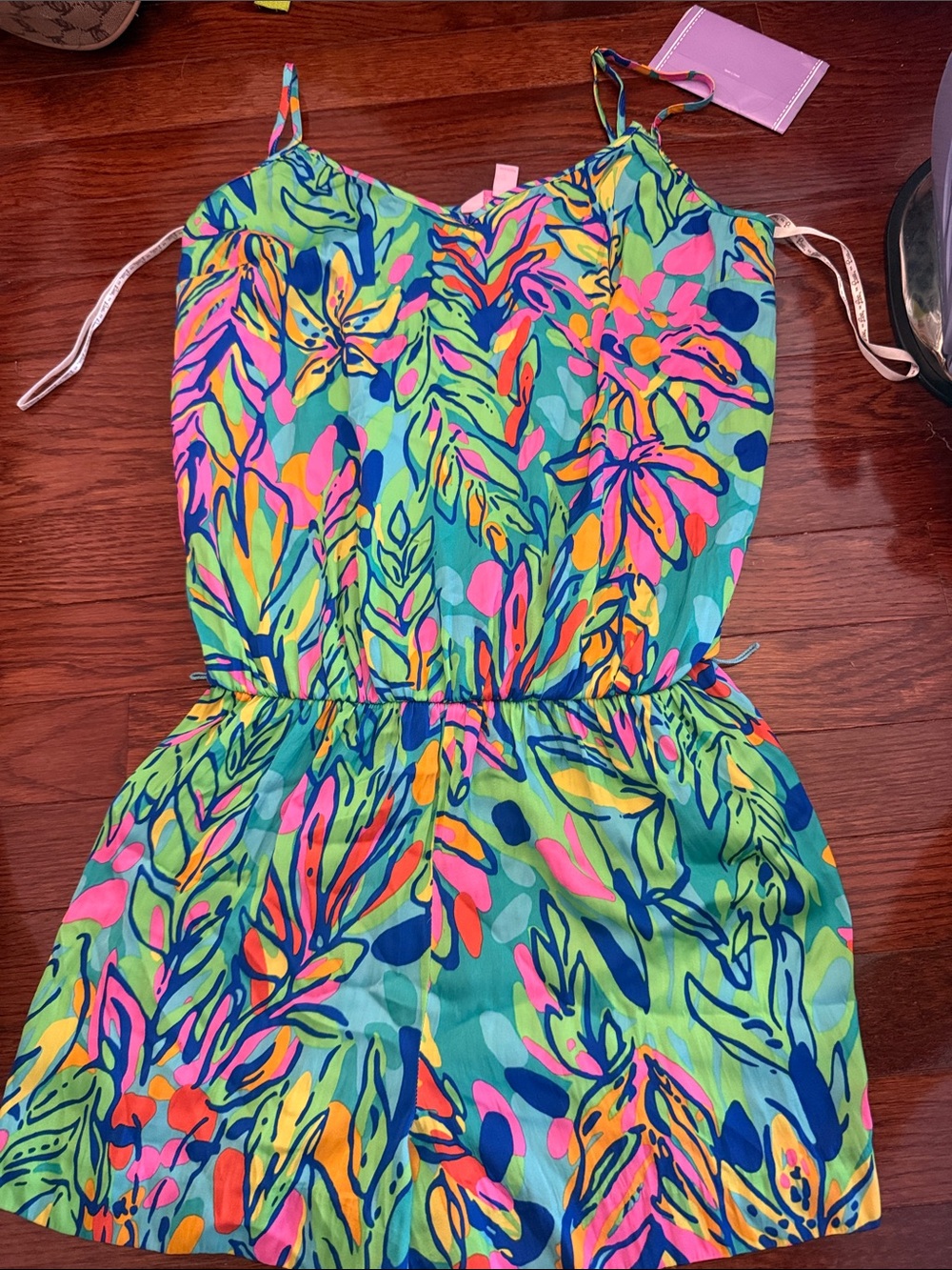 Lilly Pulitzer Neon Tropical Print Green Multi-Color Romper